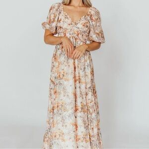 Daphne Maxi Dress in Beige Multi - Bump Friendly & Inclusive Sizing